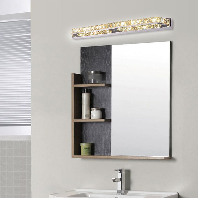 Mode rectangulaire miroir armoire vanité lumineuse LED Crystal mur de vanité