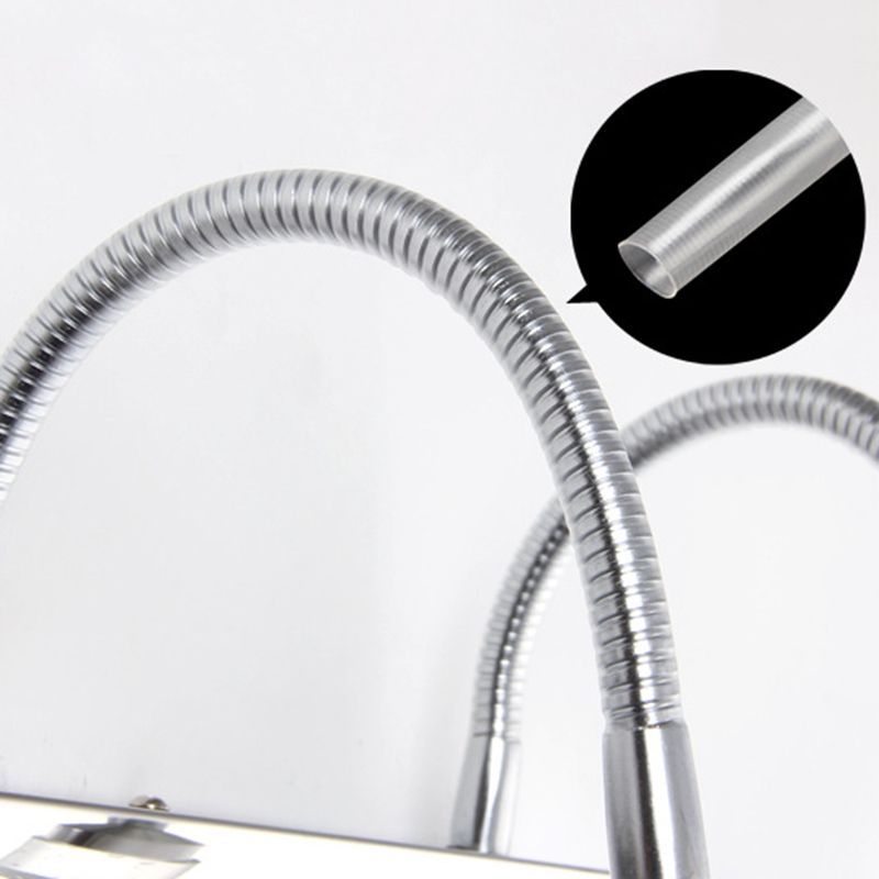 Stainless Steel Flexible Gooseneck Vanity Lamp Contemporary Chrome LED Wall Light with Crystal Shade