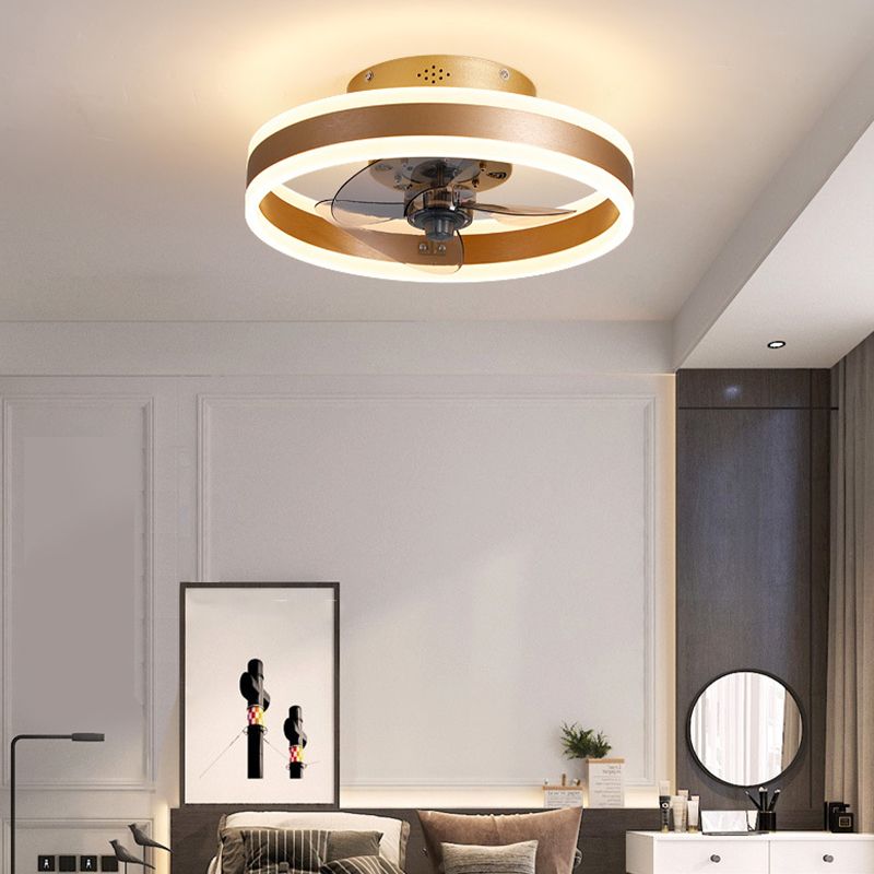 Circular Flush Mount LED Fan Light Minimalist Acrylic Bedroom Dining Room Semi Flush Light