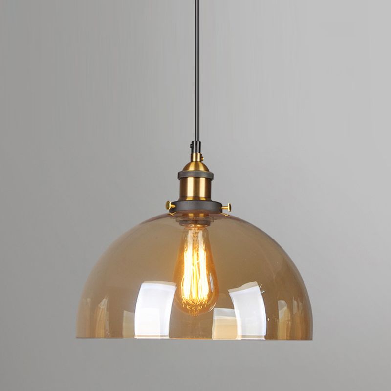 Single Light Industrial Style Pendant Light Fixture Glass Hanging Light