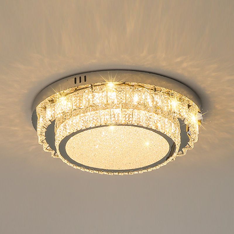 Modern Simple Style Ceiling Lamp Stainless Steel Crystal LED Flush Mount for Living Room