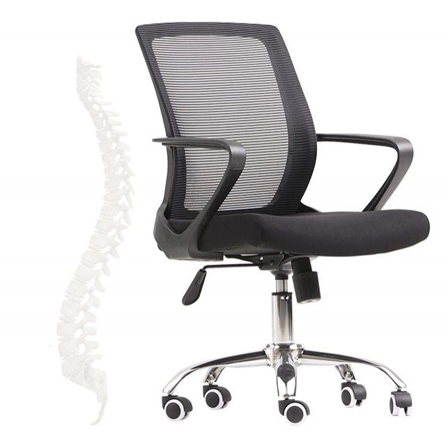 Modern & Contemporary Mid-Back Chair Black Task Wheels Chair