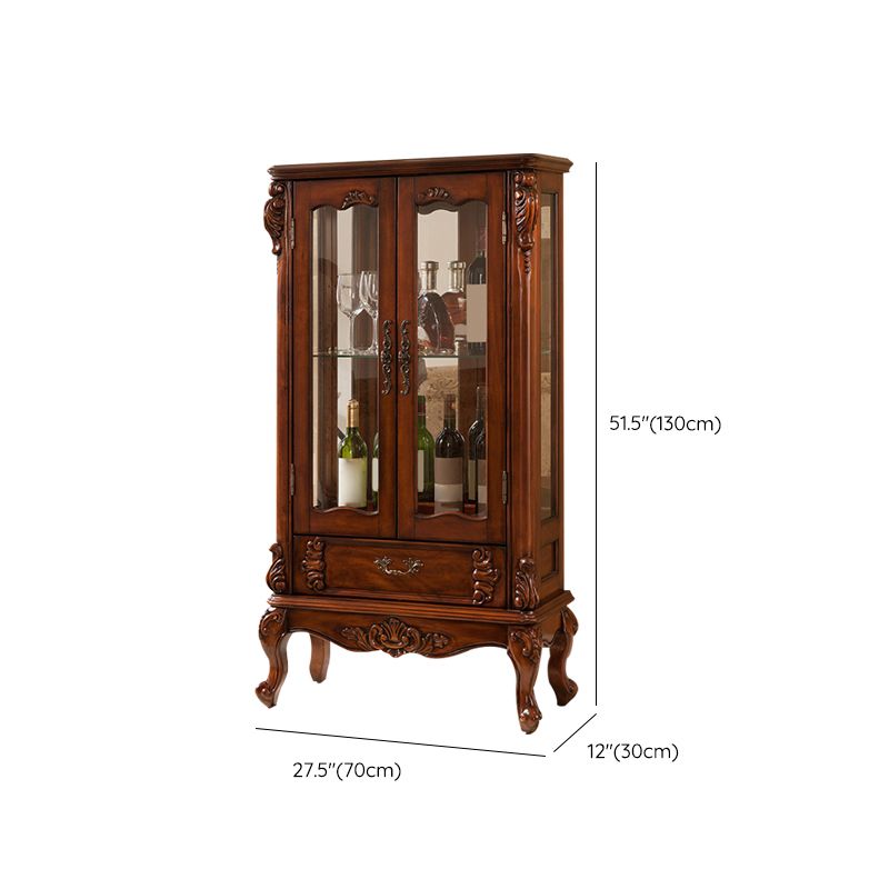 Traditional Curio Cabinet Wood Glass Doors Hutch Buffet for Dining Room