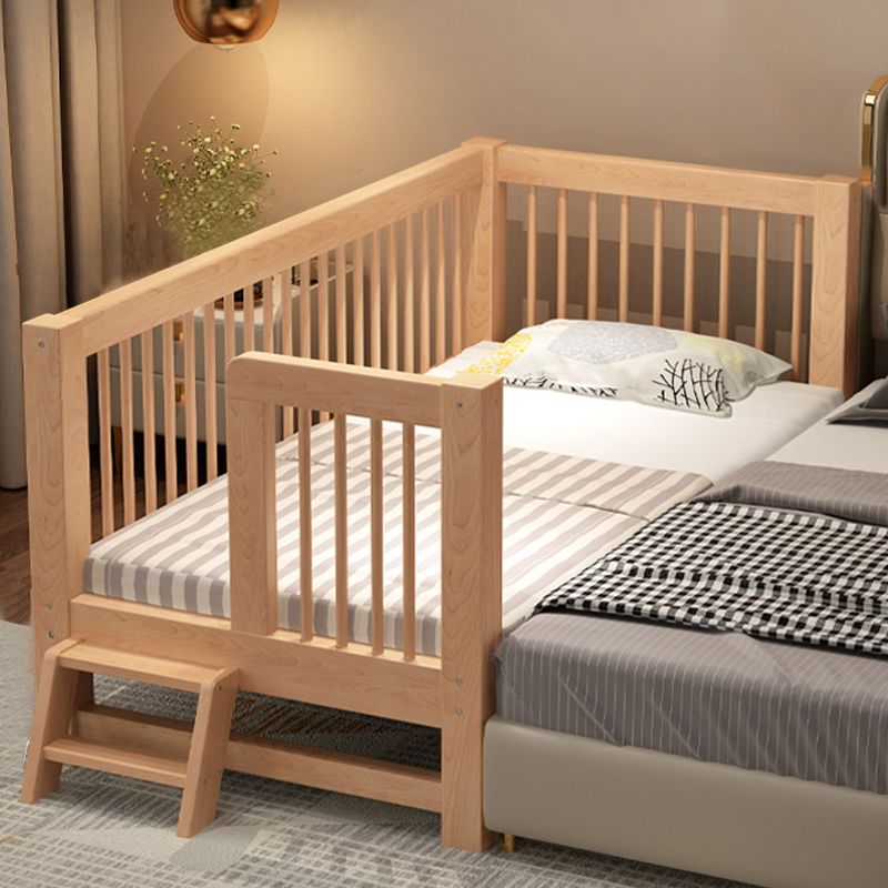 Scandinavian Solid Wood Baby Crib Toddler Guard Rails Included Nursery Bed