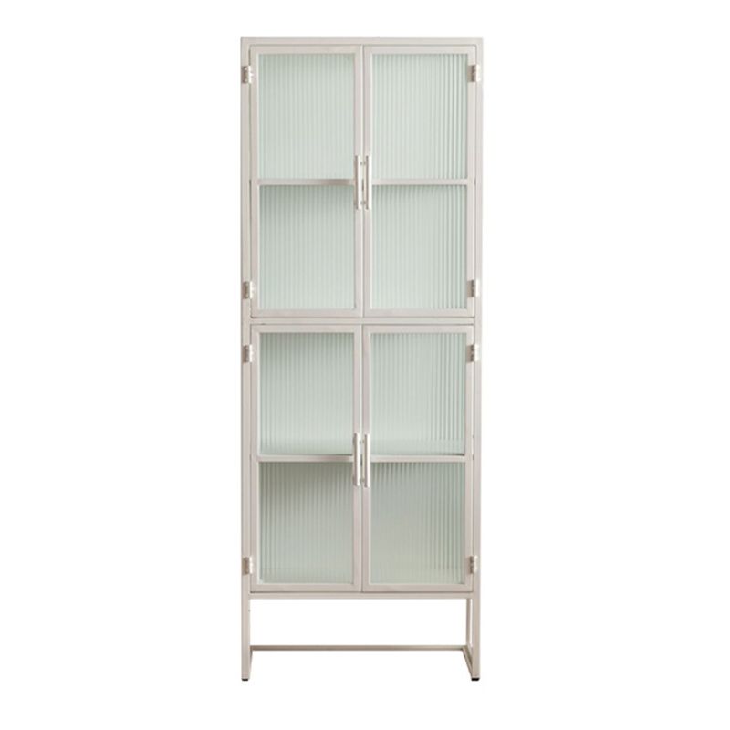 Contemporary Curio Cabinet Metal Glass Doors Buffet Cabinet for Dining Room