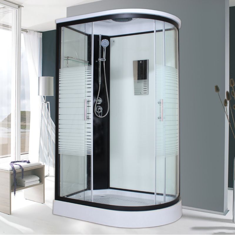 Corner Tempered Glass Shower Stall Home Round Double Sliding Shower Stall