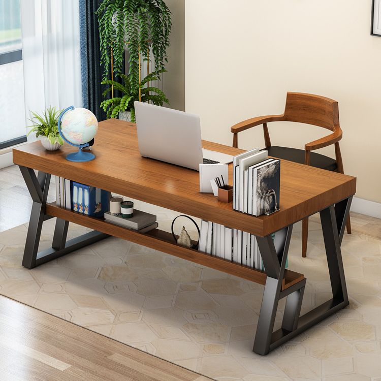 Natural Wood Computer Desk Industrial Rectangular Office Desk