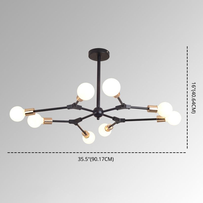 Branch Hanging Light Kit Industrial Black Metal Chandelier Pendant Light for Living Room