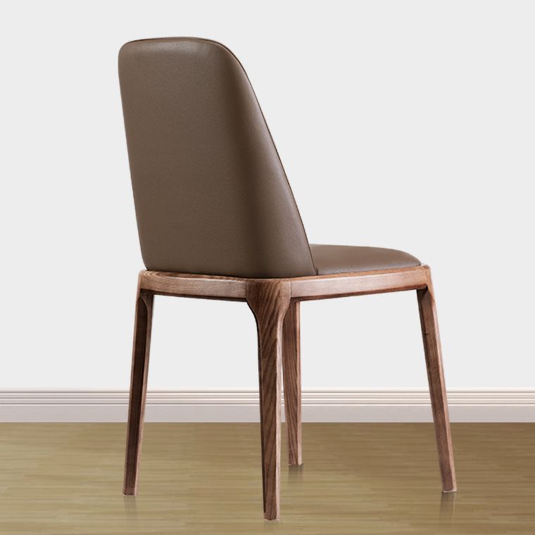 Contemporary Style Leather Chair Armless Parsons Chair with Wooden Legs for Restaurant