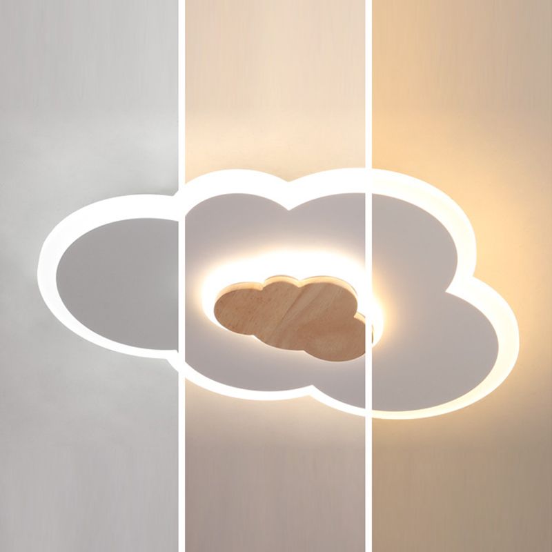 Metal Cloud Shape Flush Mount Light Kid Style 2-Lights Flush Mount Ceiling Light in White