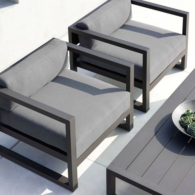 Contemporary Black Outdoor Patio Sofa Water Resistant Outdoor Patio Sofa