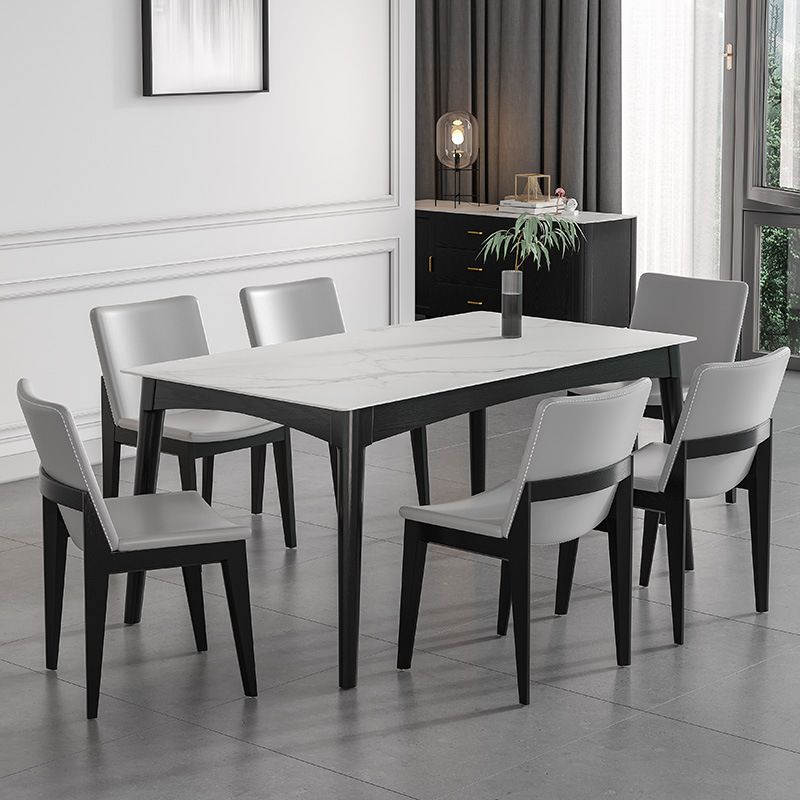 Modern White Dining Table with 4 Legs Rectangle Slate Dining Table