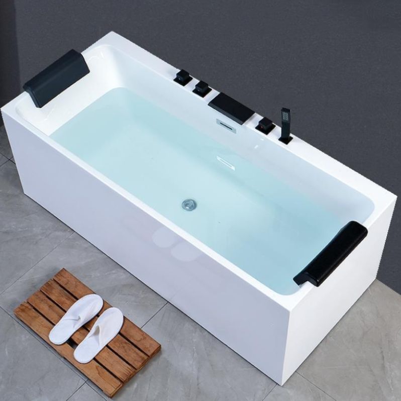 Back to Wall Soaking Bathtub Antique Finish Rectangular Modern Bath Tub