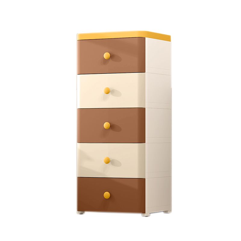 Nordic Vertical Kids Nightstand Plastic Nursery Dresser with 5 Drawers for Home