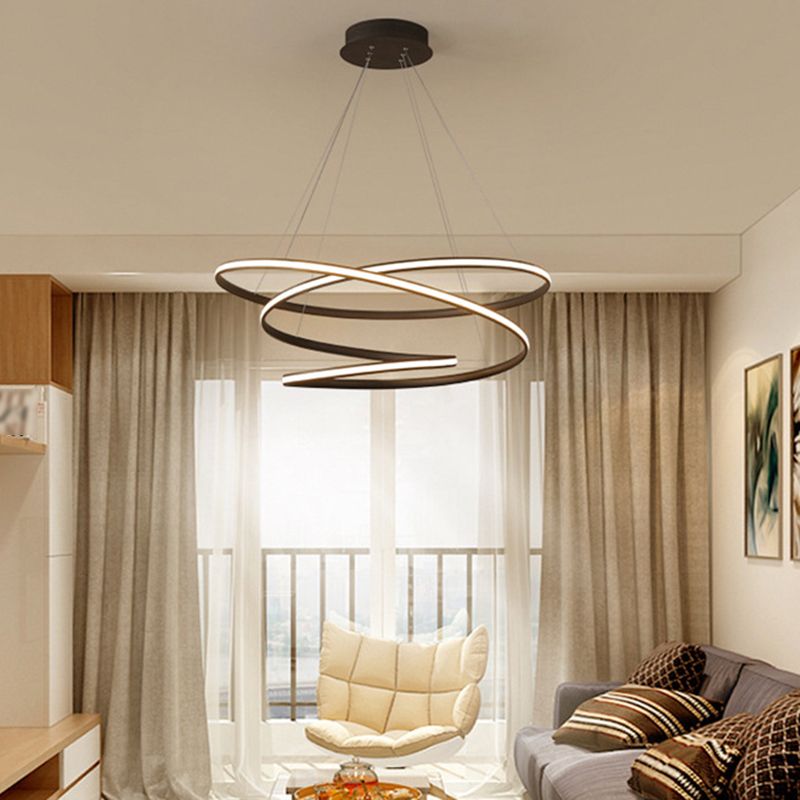 Twisted Ceiling Pendant Light Contemporary Style LED Metal Hanging Chandelier