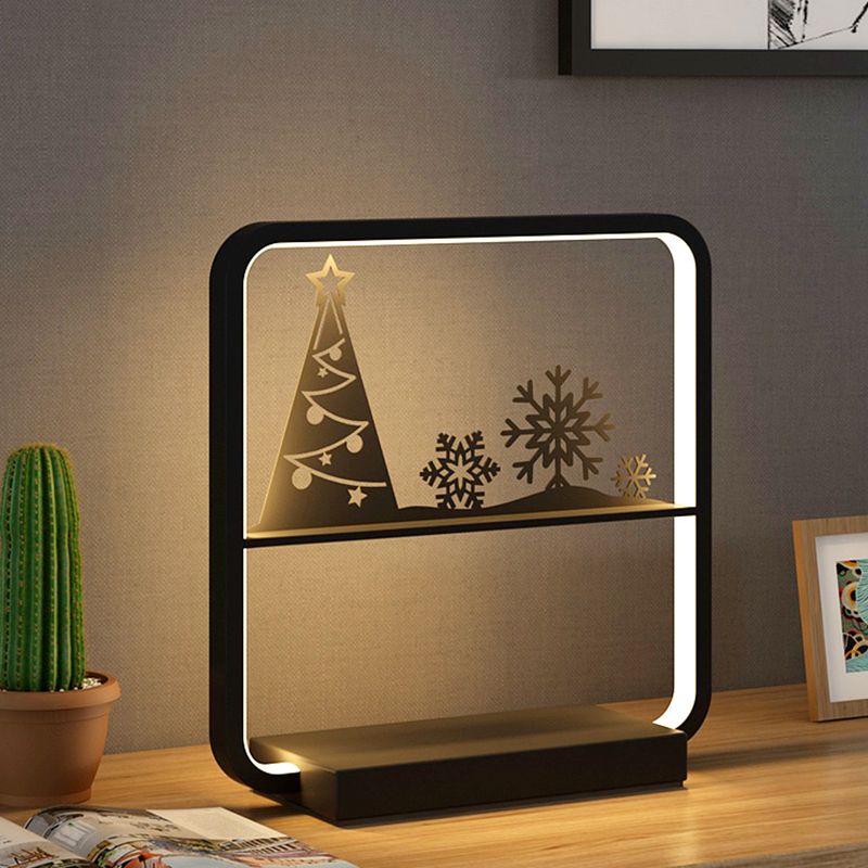 Art Decor Rectangular Night Table Lamp Bedside Black LED Wireless Charger with USB Port