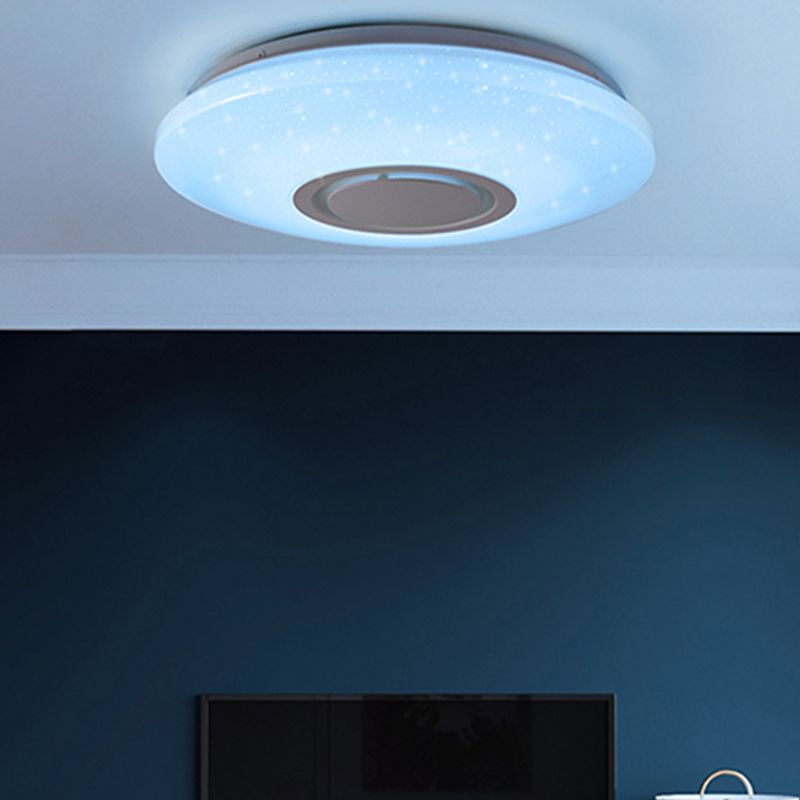 Circle Bedroom Ceiling Lamp Acrylic LED Bluetooth Simple Close to Ceiling Light in White