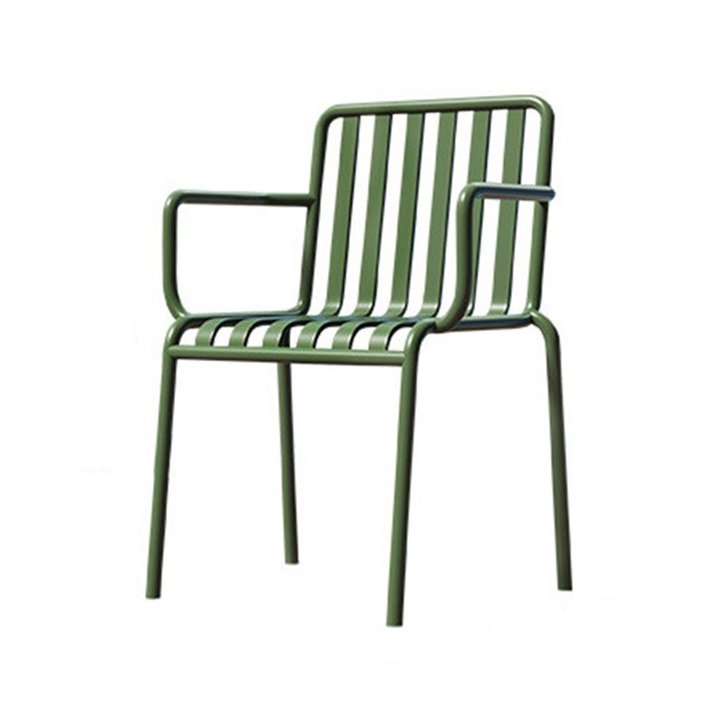 Glam Metal Kitchen and Patio Dining Side Chair Slat Back Arm Chair