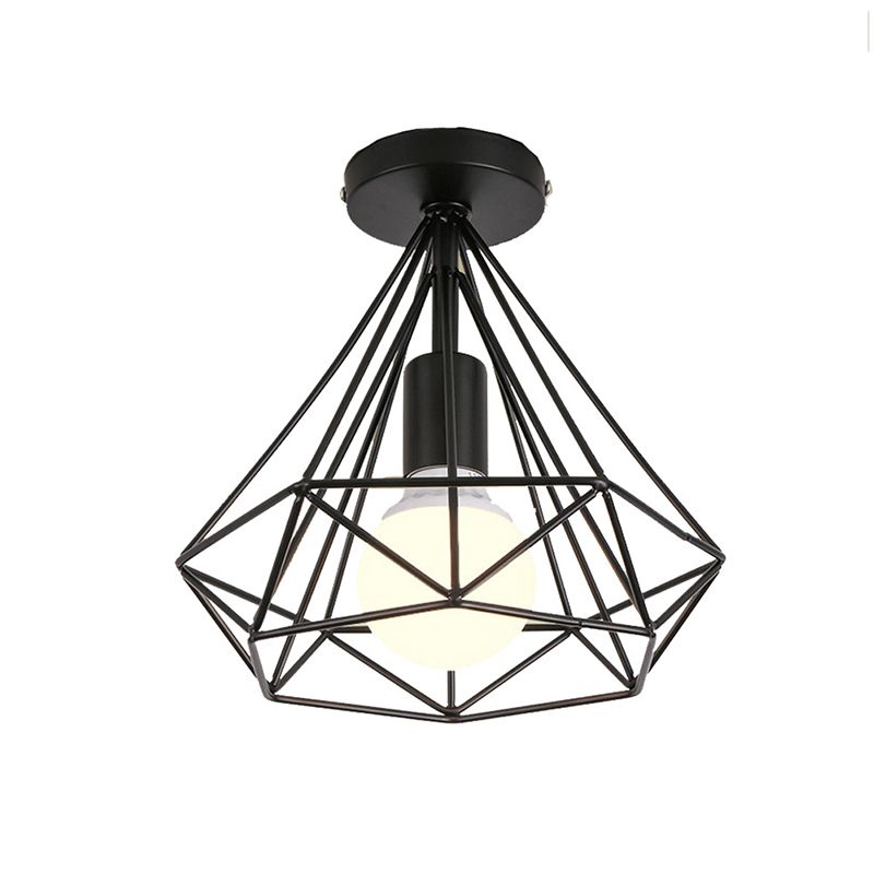 Modern Diamond Flush Light Metal 1-Light Flush Mount Ceiling Light