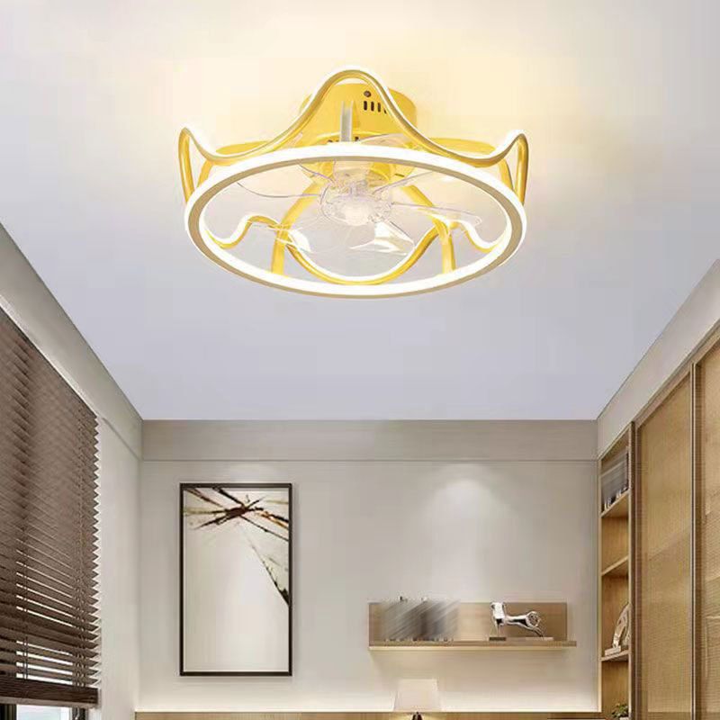 Contemporary Round LED Ceiling Fan Light Creative Flush Mount Light for Living Room