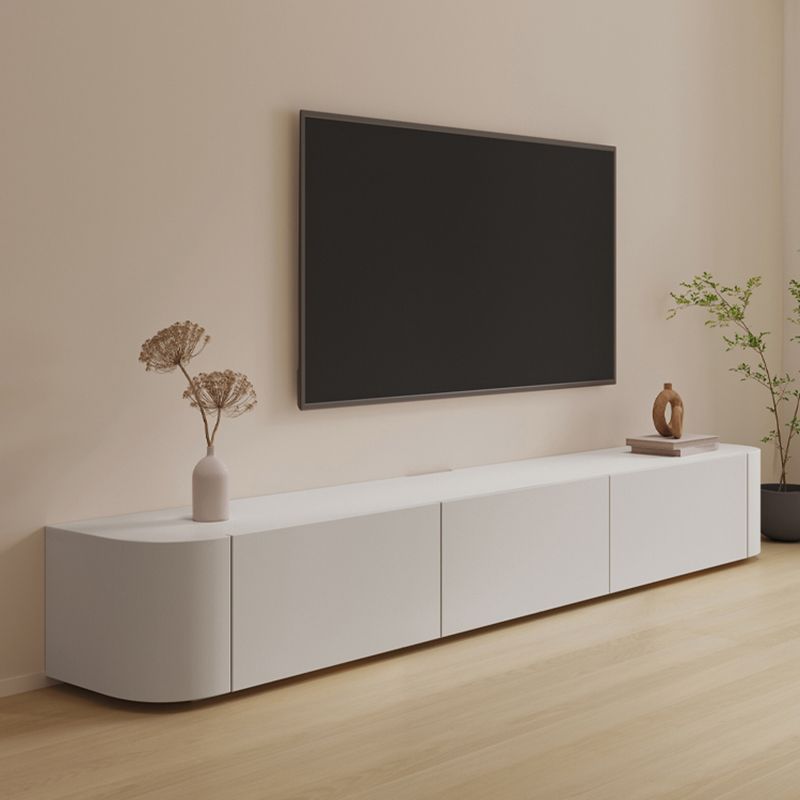 Contemporary TV Stand Enclosed Storage White Wood TV Media Console with Storage