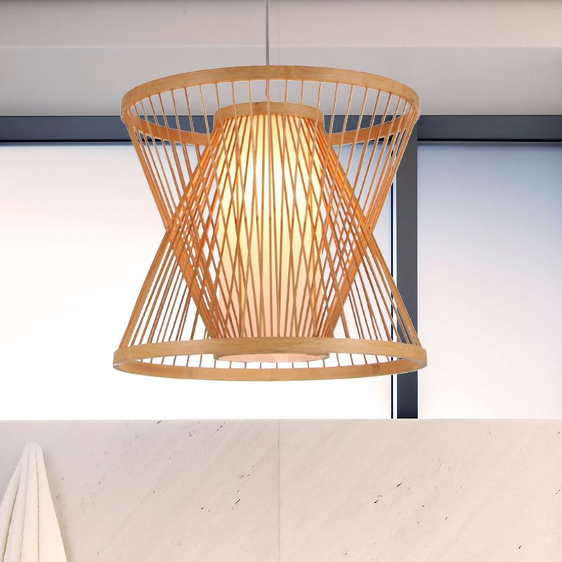 Bamboo Lantern Restaurant suspendu lampe à pendentif simple asiatique avec de l'ombre en papier à l'intérieur