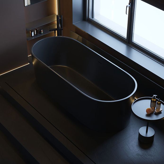 Freestanding Soaking Bathtub Oval Antique Finish Modern Bath Tub