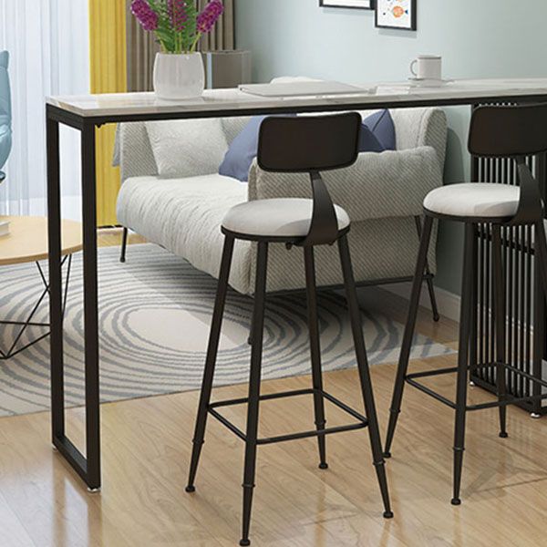 Rectangular Artificial Marble Bar Table Modern Bistro Table with Double Pedestal in Black