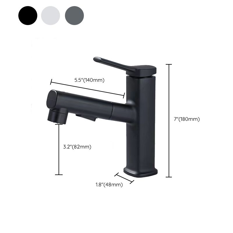 Contemporary Vessel Faucet Pull-out Centerset Faucet with Swivel Spout