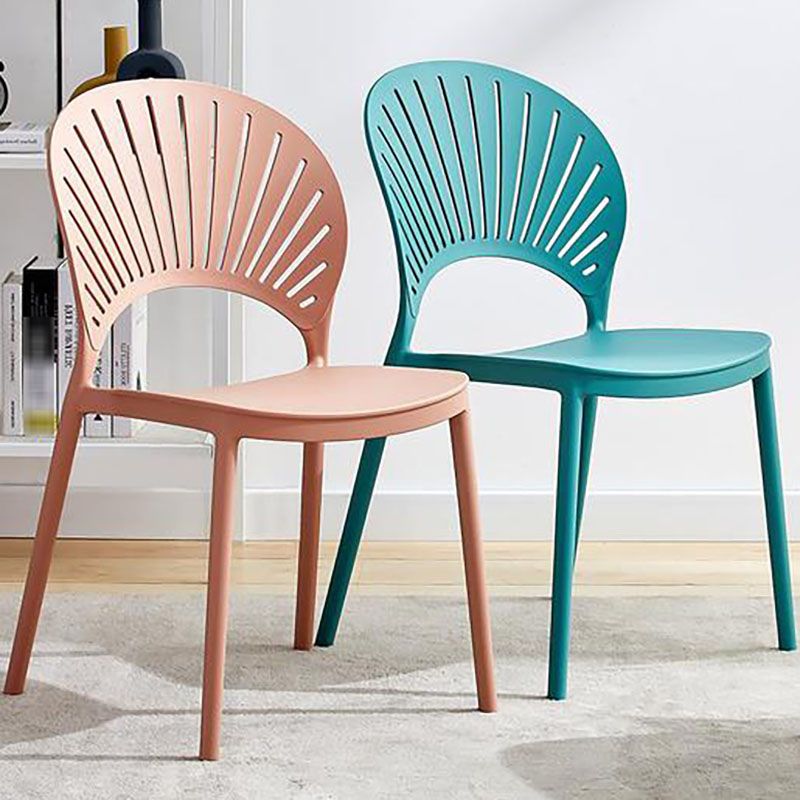 Contemporary Open Stacking Side Chair Matte Finish Plastic Dining Chair