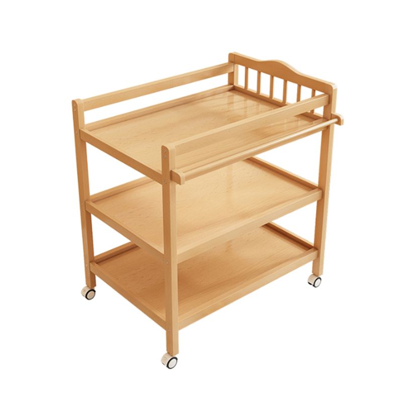 Flat Top Wooden Changing Table with Pad and Shelf Baby 2-in-1 Changing Table with Storage