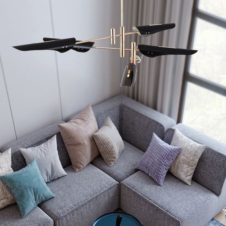 Sputnik Modern Style Hanging Light Metal Chandelier for Living Room Dining