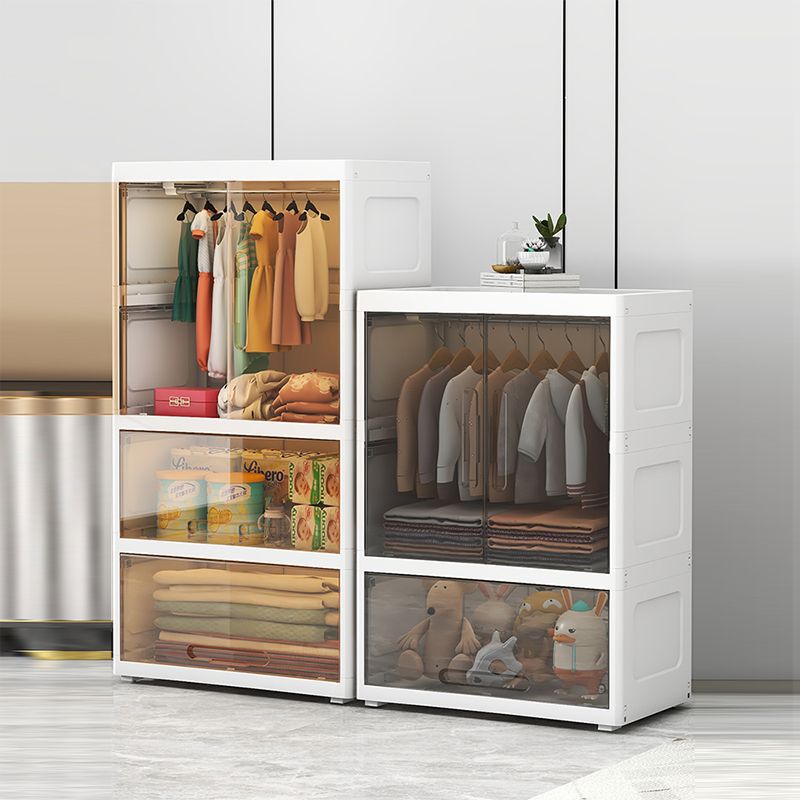 Contemporary Wardrobe Armoire with Door Plastic Youth Armoire