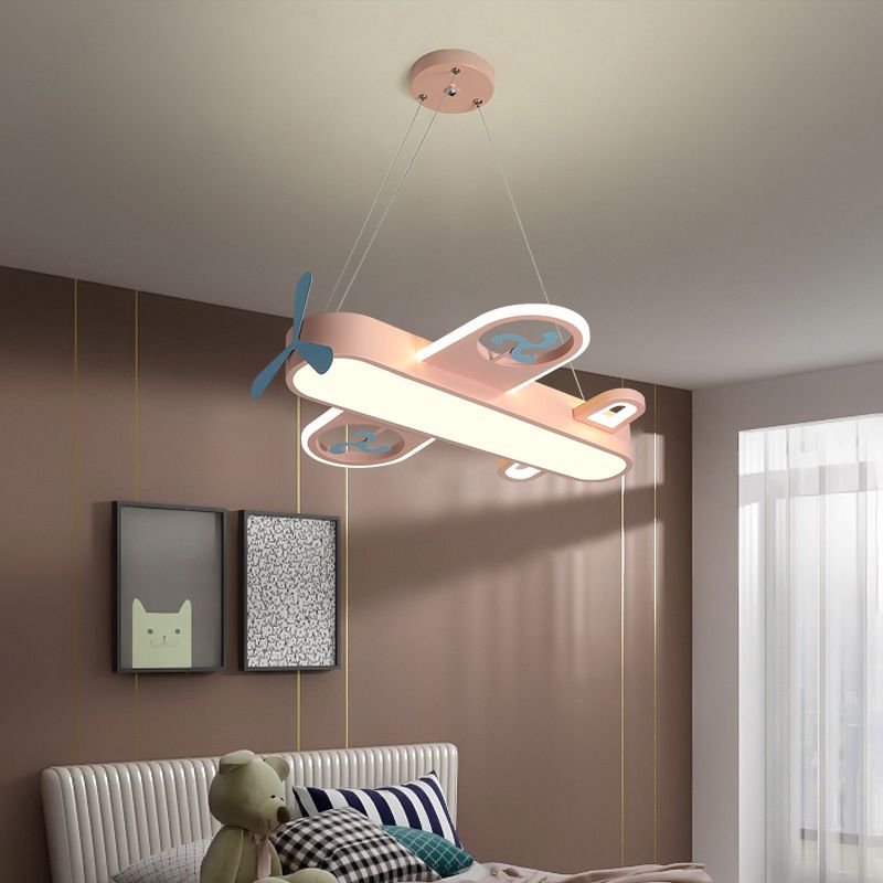 Cartoon Creative Personality Ceiling Pendant Light Metal Aircraft LED Hanging Light for Children Bedroom