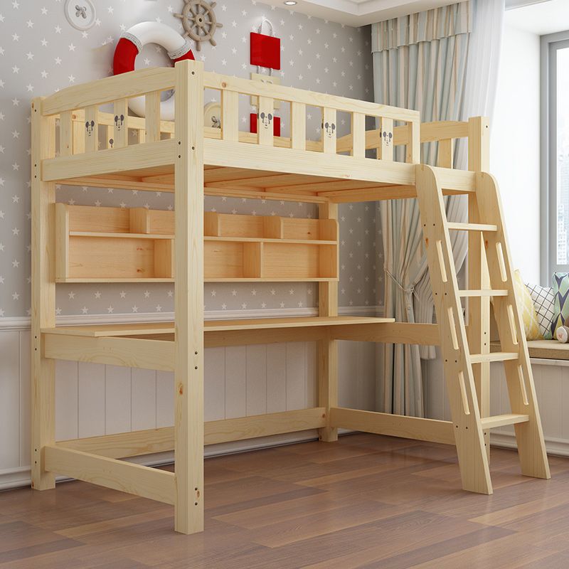 Gender Neutral No Theme Kids Bed Scandinavian Loft Bed with Guardrail