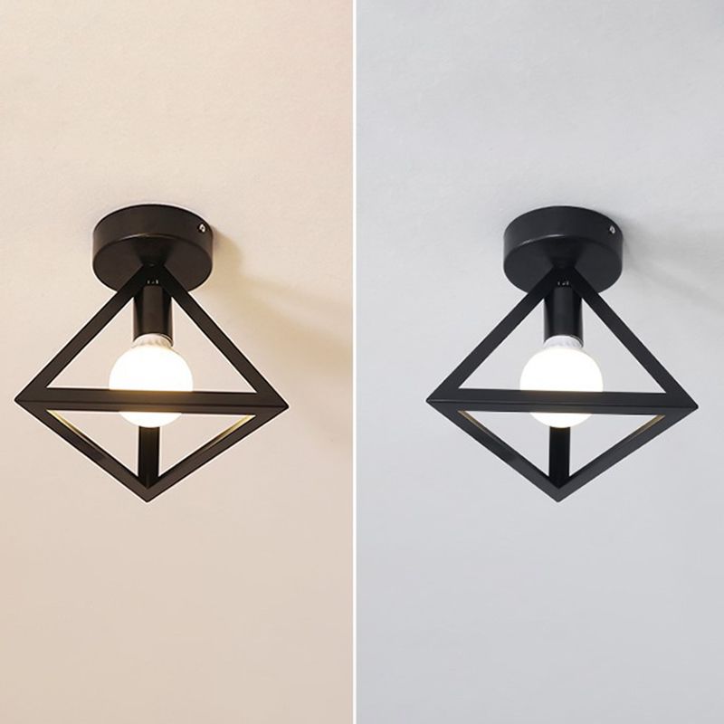 Metal Geometric Shape Flush Ceiling Light Modern 1 Light Flush Mount Light Fixture