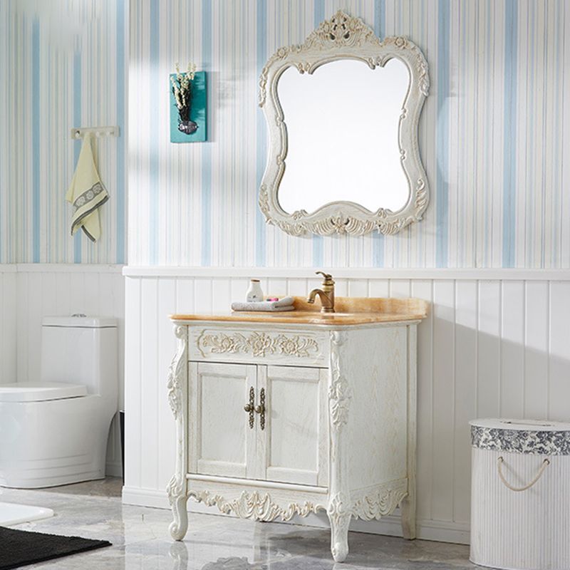 Freestanding Bathroom Vanity Set 2 Doors Single Sink Glam Drawers Vanity with Mirror
