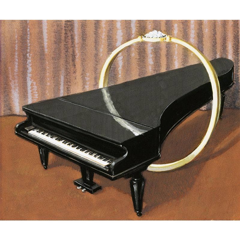 Waterproof Ring Piano Wall Murals Surrealistic Non-Woven Cloth Wall Art, Custom Size Available
