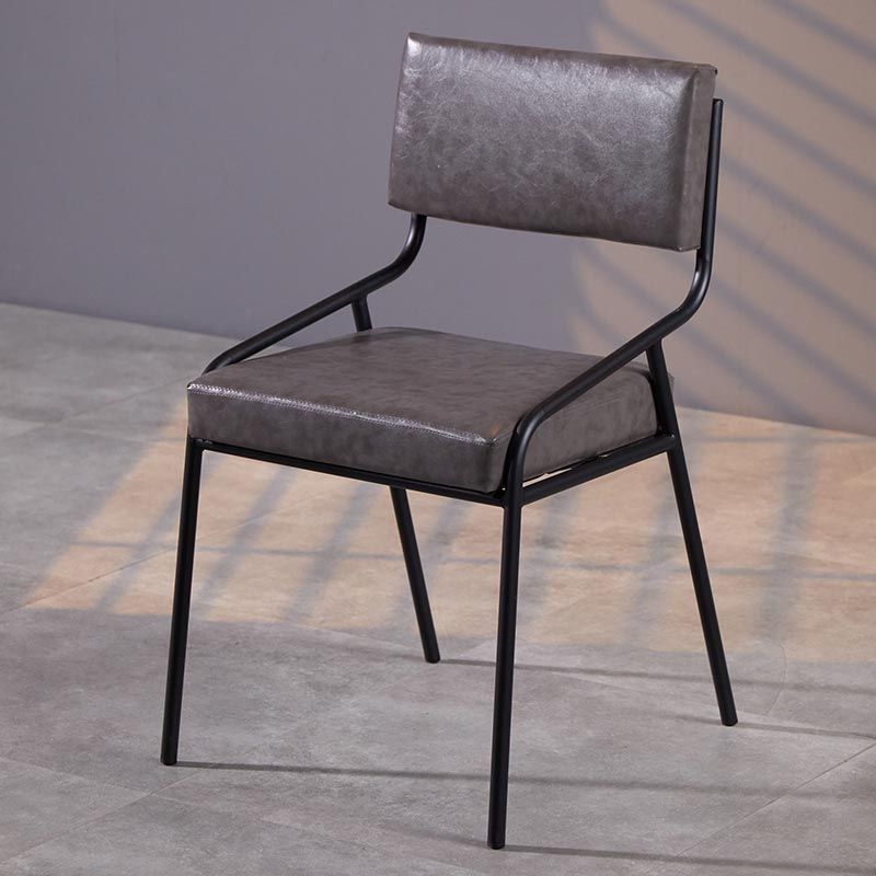 Upholstered Open Back Side Chair Industrial Leather Dining Chair