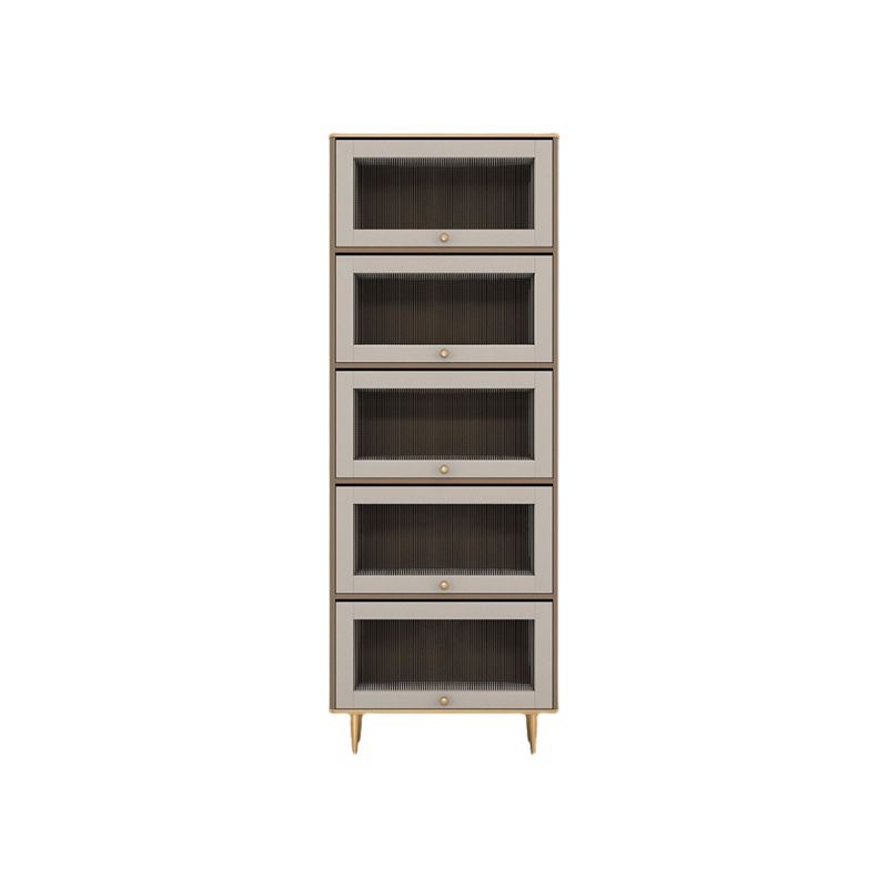 Glam Standard Bookcase Metal Frame Manufactured Wood Bookshelf with Glass Doors