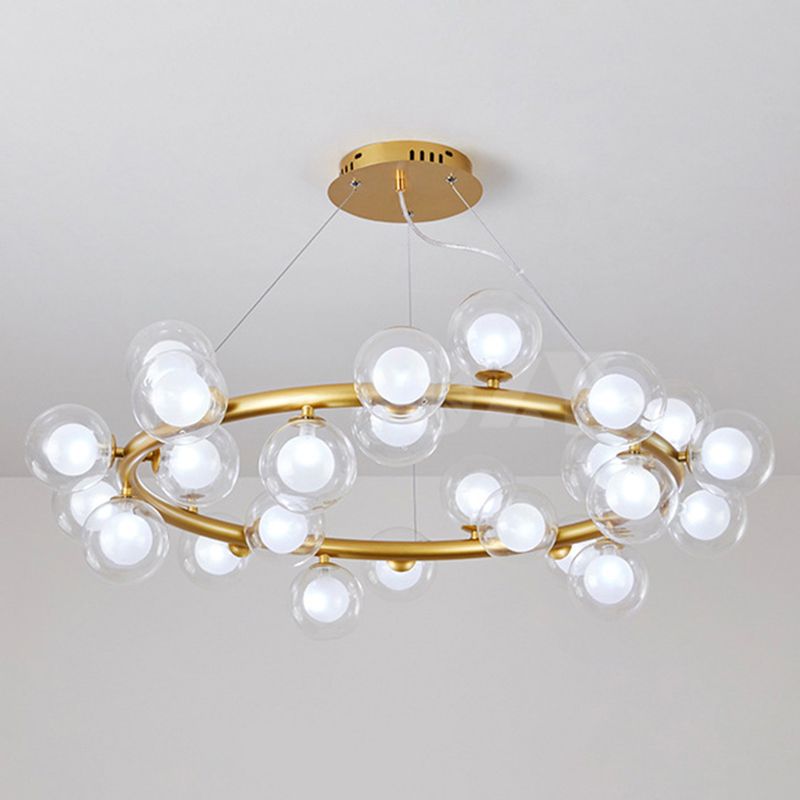 Clear and Frosted Glass Modo Suspension Light Minimalist Chandelier for Living Room