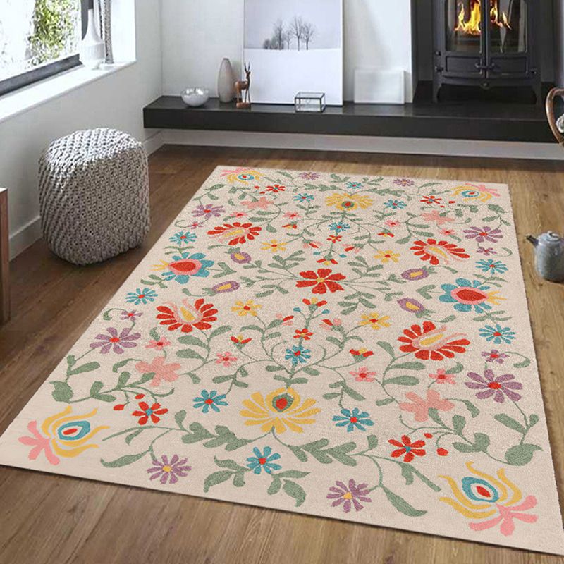 Mid-Century Moroccan Tile Rug Polyester Carpet Stain Resistant Indoor Carpet for Living Room