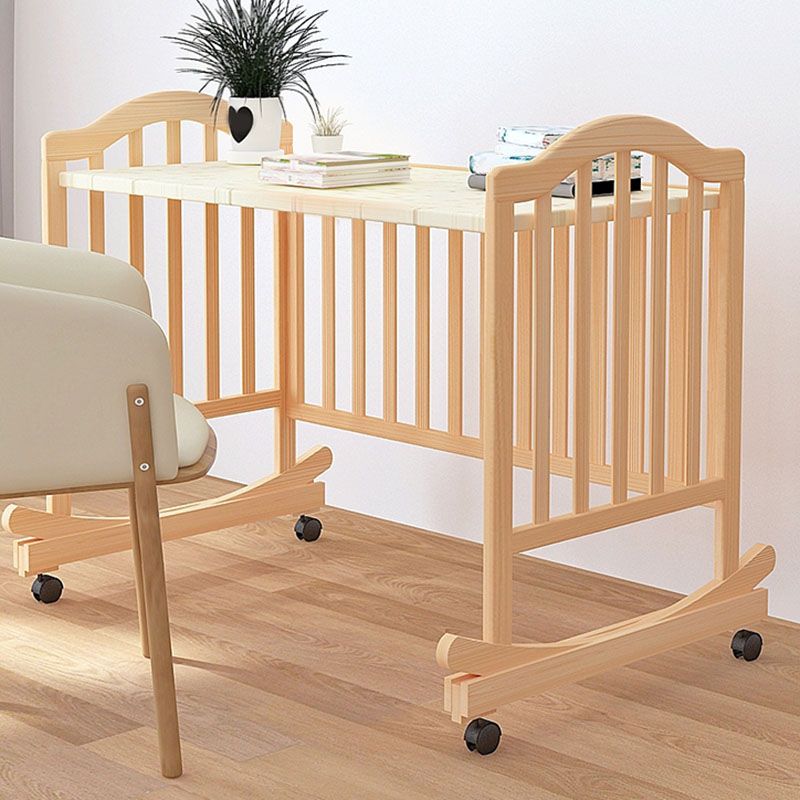 Scandinavian Baby Crib Wood Toddler Guard Rails Included Nursery Bed