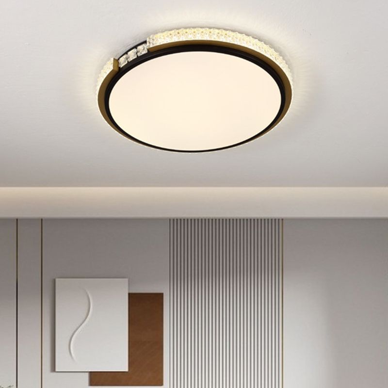 Modern Ceiling Light Round LED Flush Mount Light with Crystal for Living Room