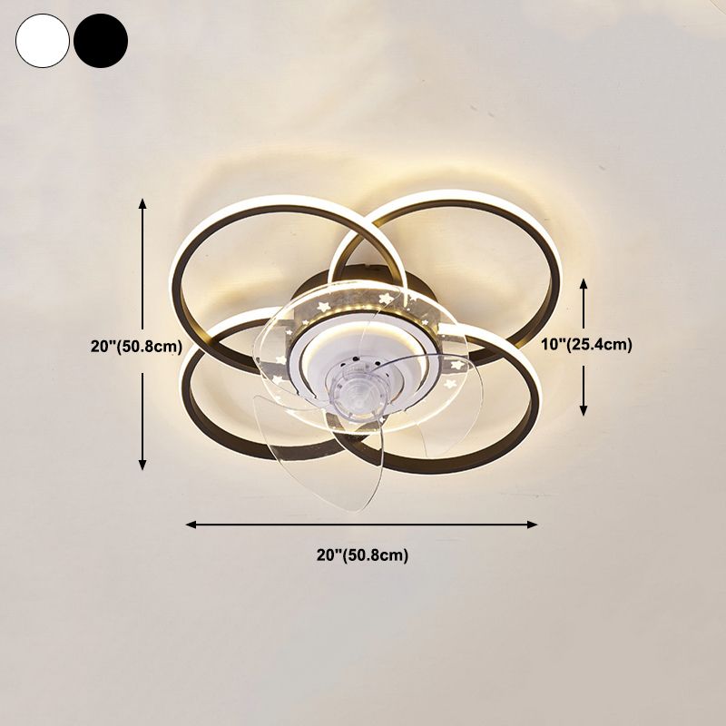 Nordic Style Metal Ceiling Fan Lamp Geometry Shape LED Ceiling Fan Light for Bedroom