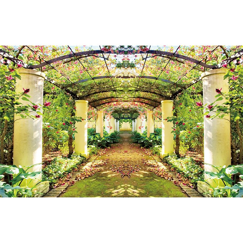 3D Visual Garden Pathway Mural Novelty Stain Resistant Living Room Wall Art, Custom Size Available