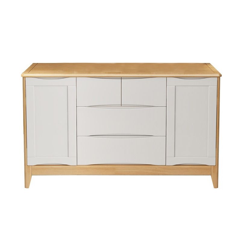 Modern 16.53" Wide Accent Chest with 1/2 Doors Rubberwood Brown Chest with 4 Drawers