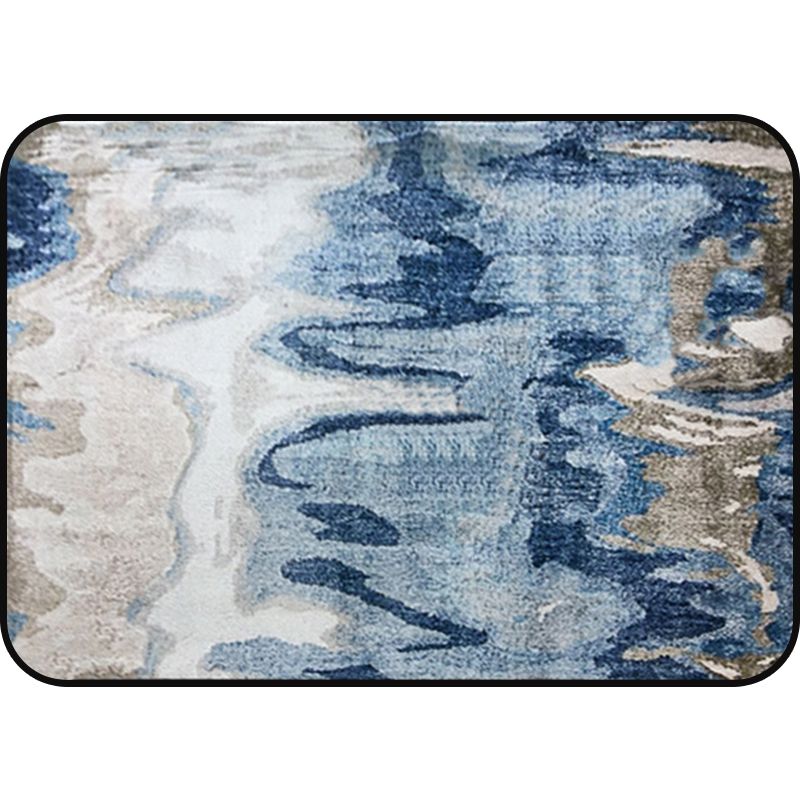 Creative Abstract Rug Blue Shabby Chic Rug Polyester Machine Washable Anti-Slip Backing Carpet for Living Room