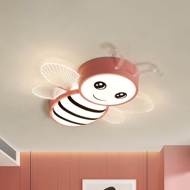 Metal Bee Flush Mount Ceiling Lighting Fixture Kids Style LED Close To Ceiling Lamp