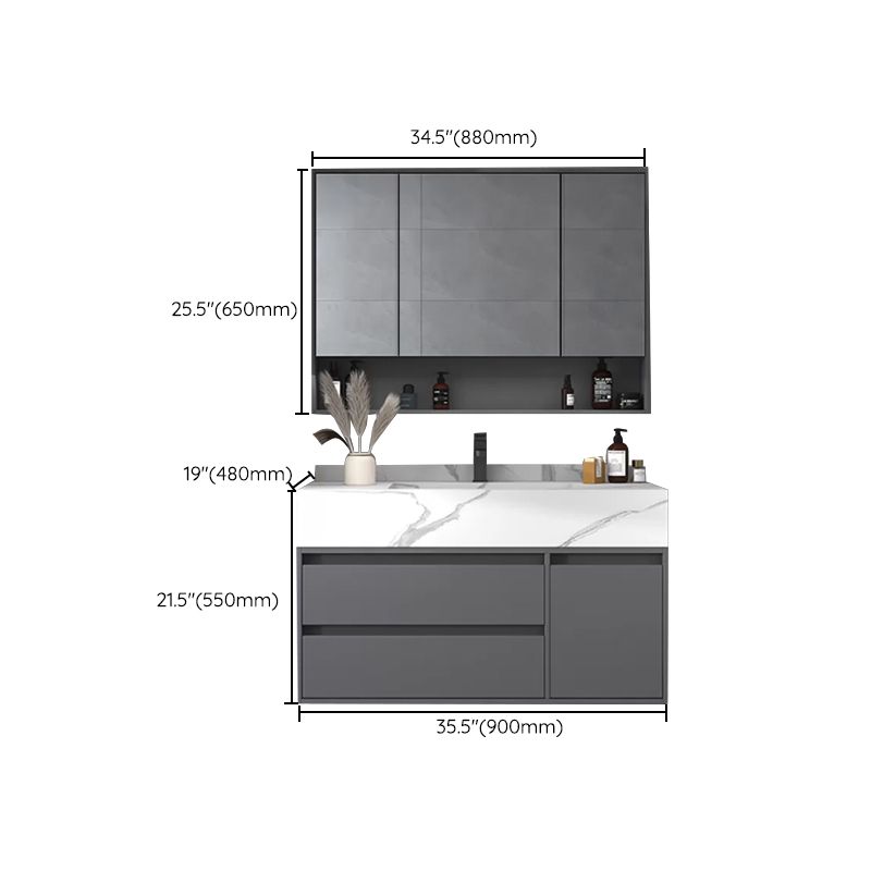 Modern Bathroom Vanity Set Mirror Included Rectangular Sink Drawer Sink Vanity